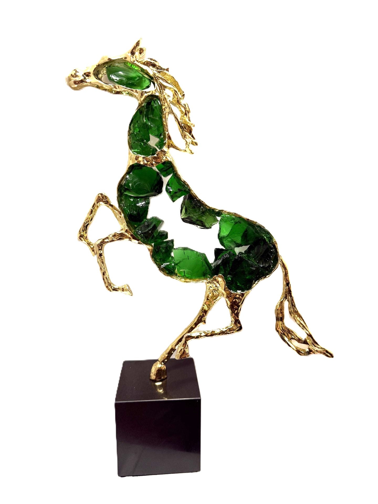 Decorative Crystal Horse Statue - Green