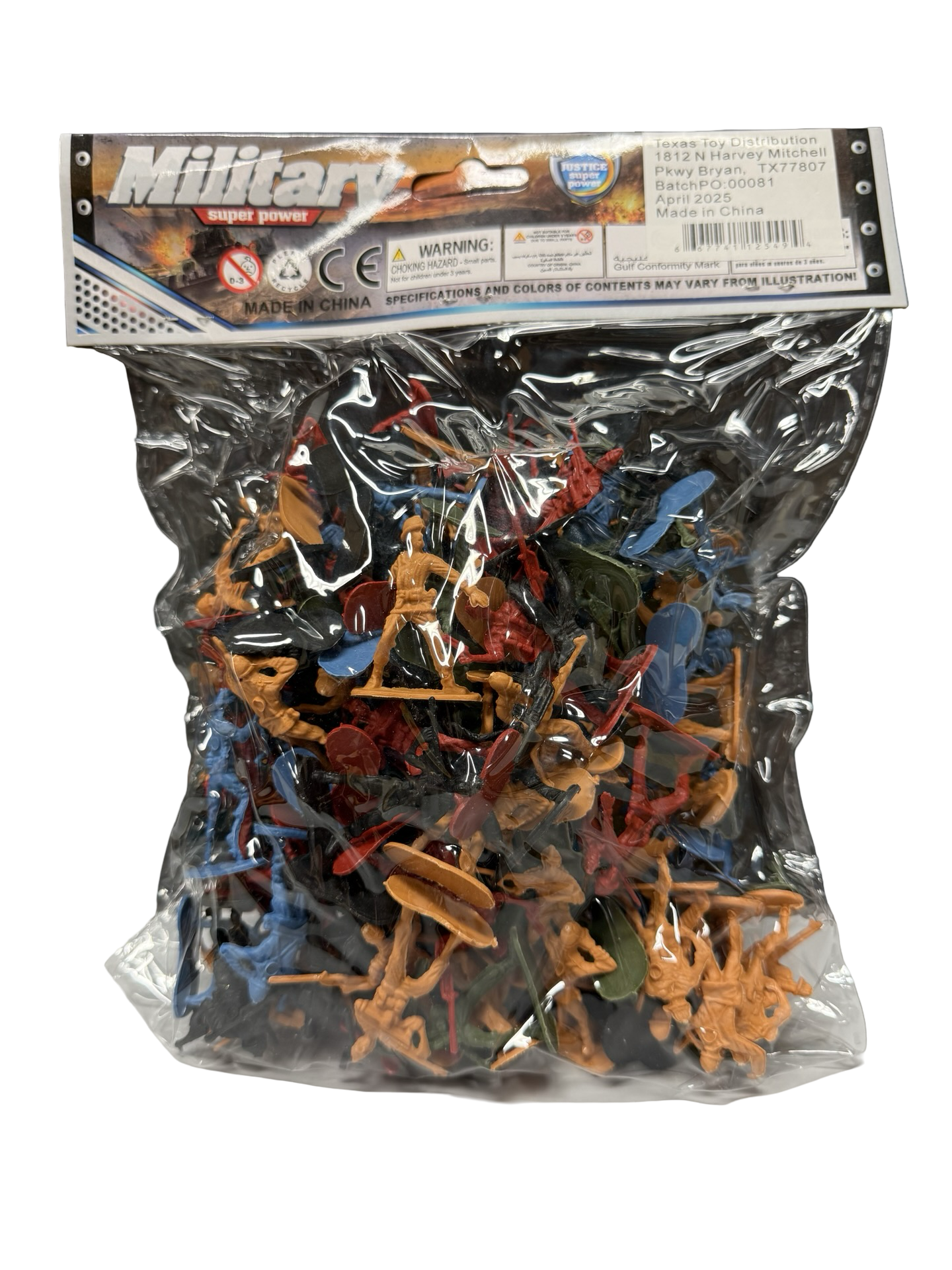 Bag of Military Figurines 1.5 Inches Tall, Assorted Colors