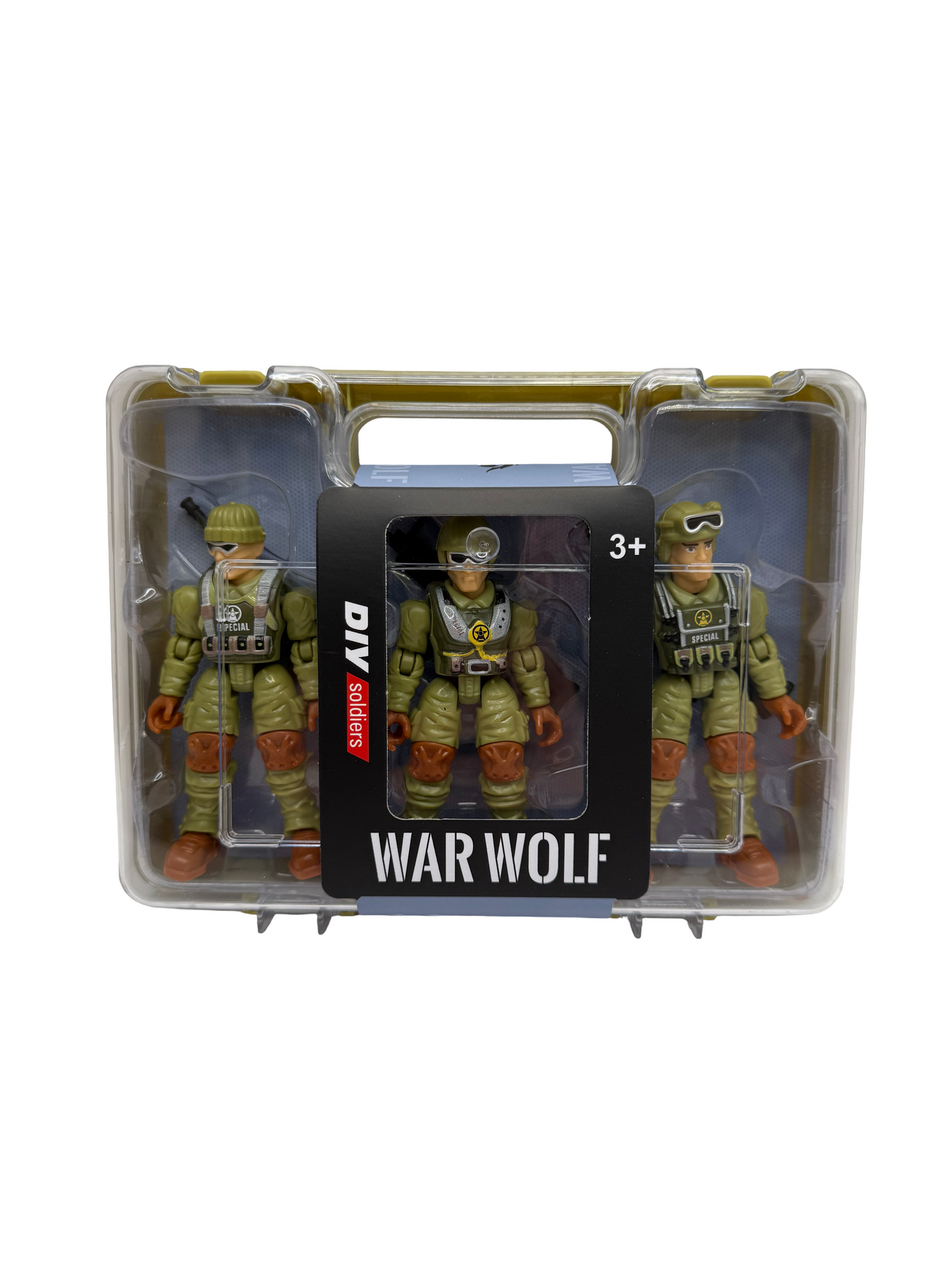 3 Articulated Soldiers in Plastic Carrier Box