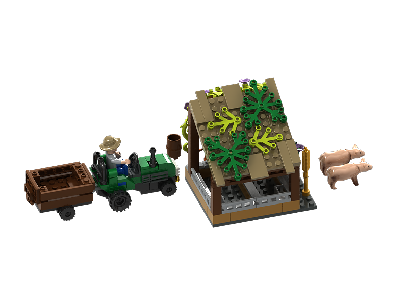 Pig Farm and Tractor Building Brick Kit (202 pcs)