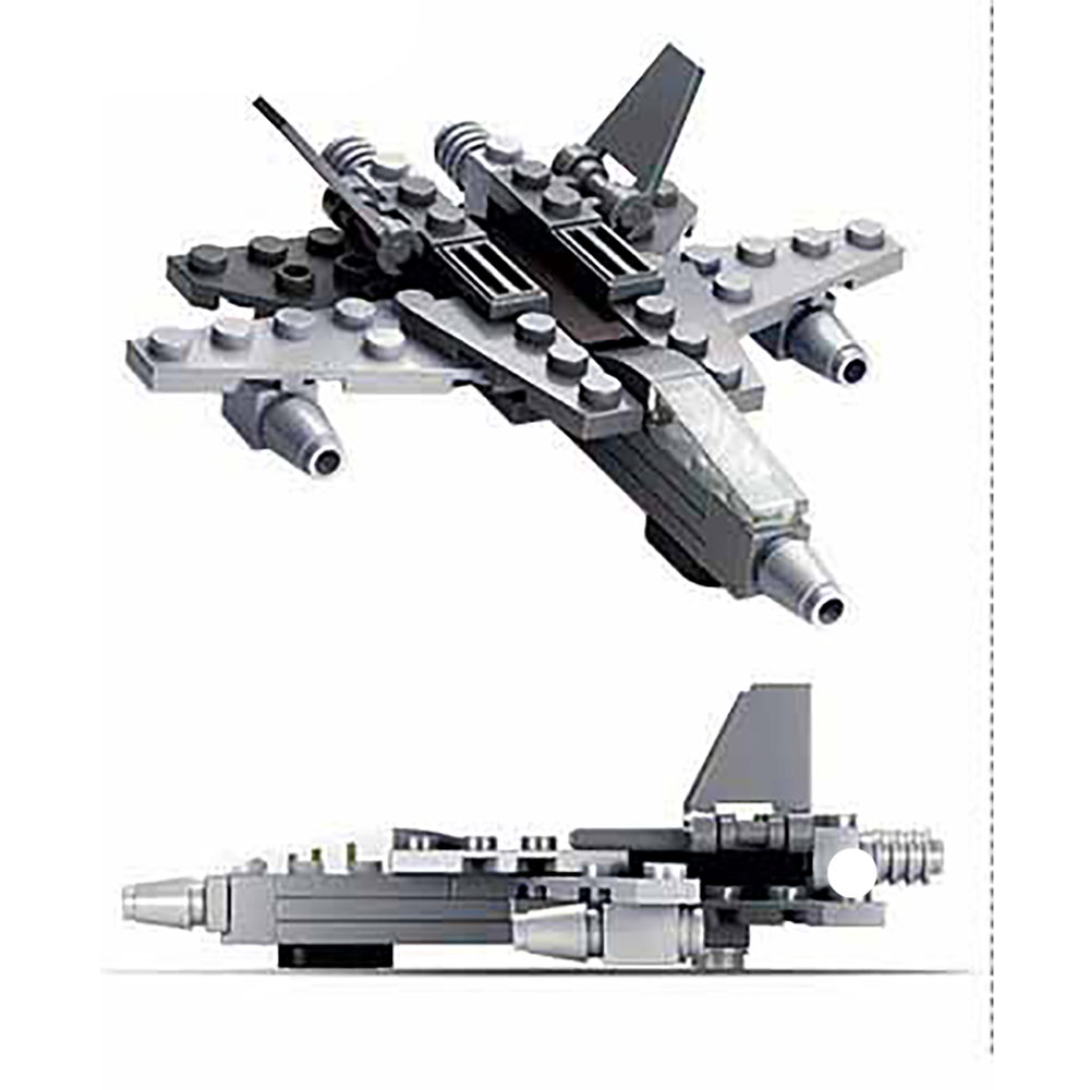 Gray Military Airplane Building Brick Kit (42 pcs)