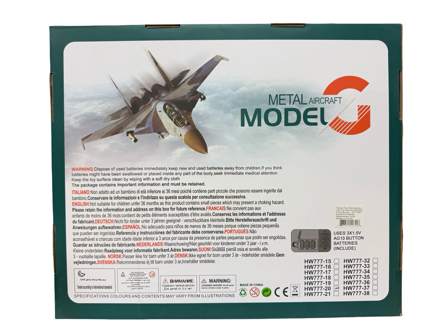 Diecast Metal B-2 Bomber Models Display of 6