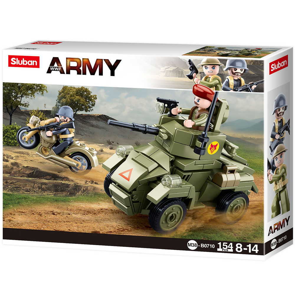WWII UK Army MK2 Wheeled Armored Vehicle Brick Kit (154 pcs)