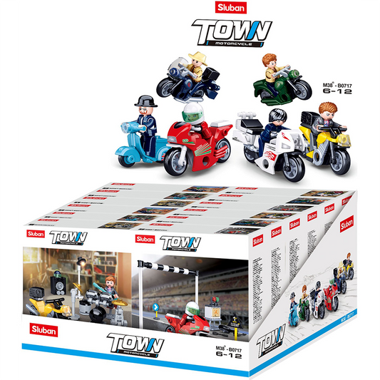 Motorcycle Building Brick Display Set, x12 Kits