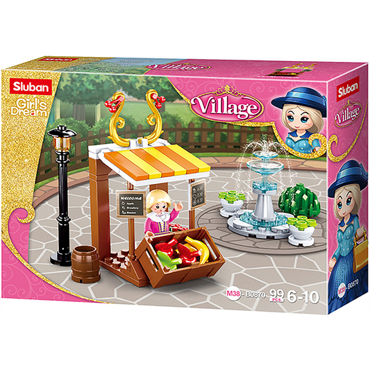 Girl's Dream Village Fruit Stand Building Brick Kit (99 pcs)