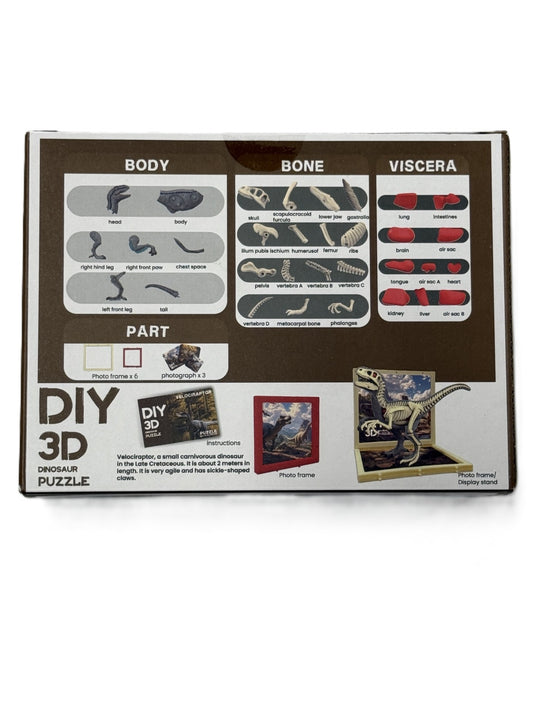 3D DIY Velociraptor Body & Bone Puzzle-STEM