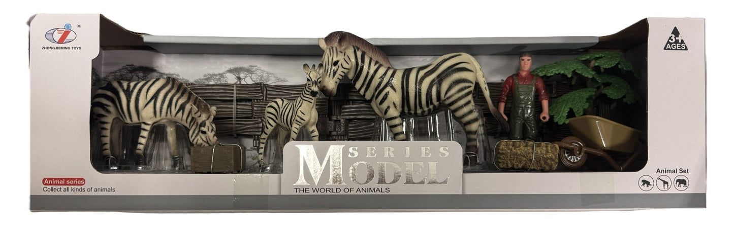 Wild Animal Zebra Figurine Models in Open Window Box