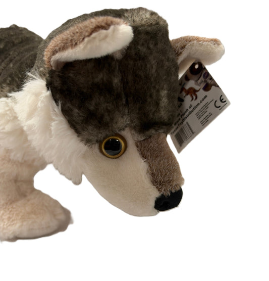 Squatting Plush Wolf 18"