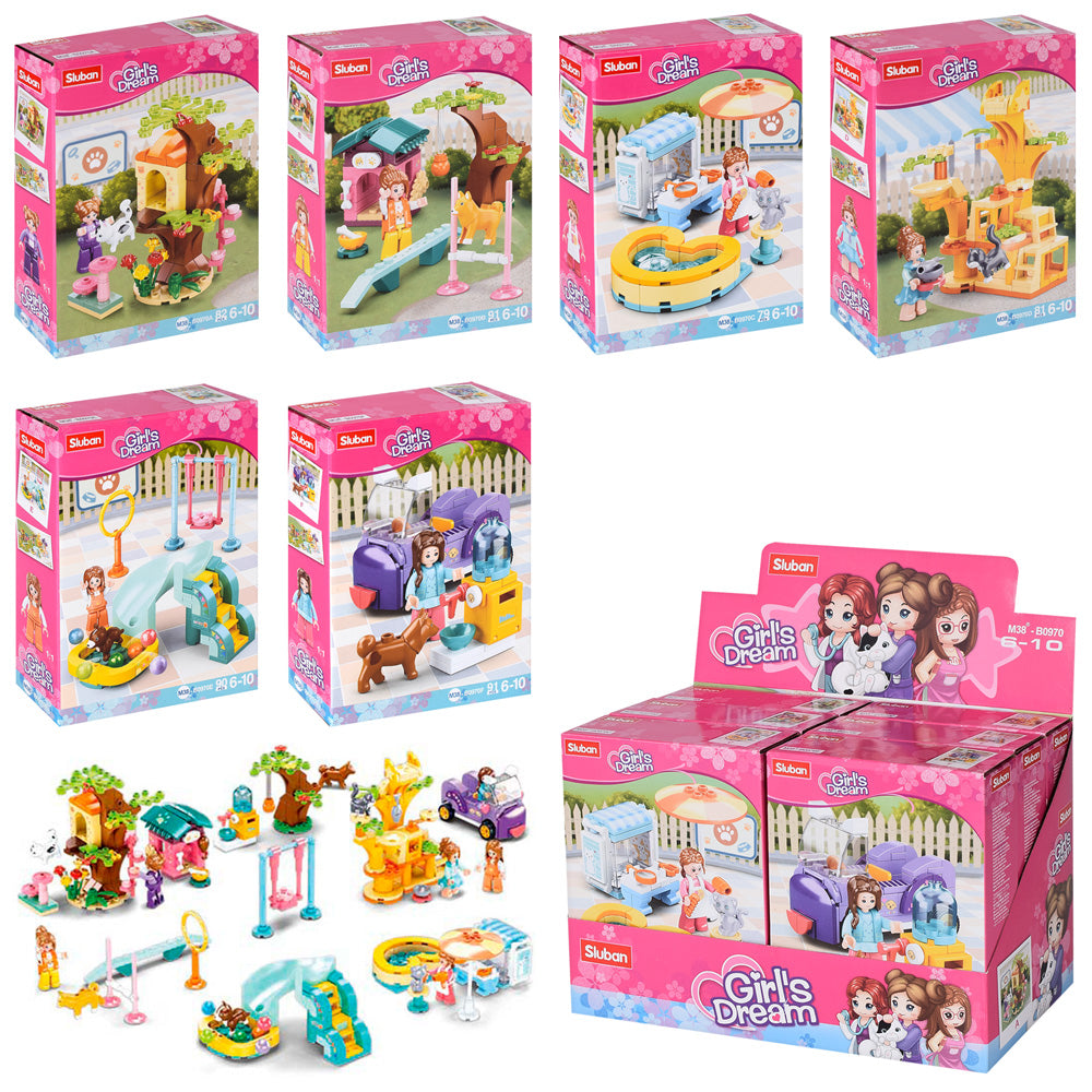 Girl's Dream Pet Playground Building Brick Display Set