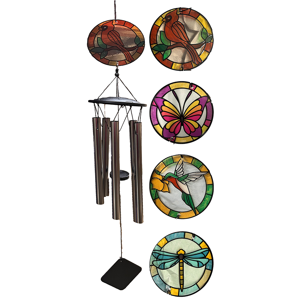 30" Stained Glass Wind Chimes, 4 Styles
