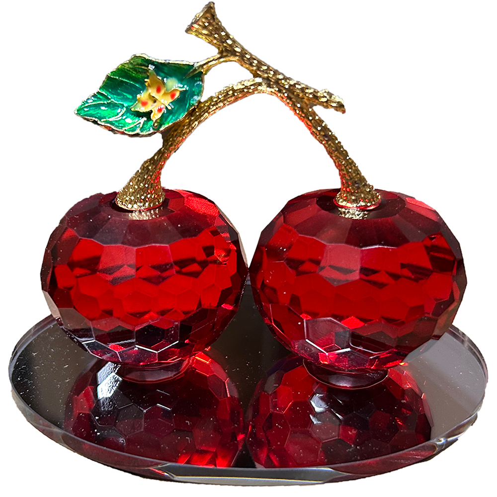 Glass Cherries Fruit Figurine Collectible Decor
