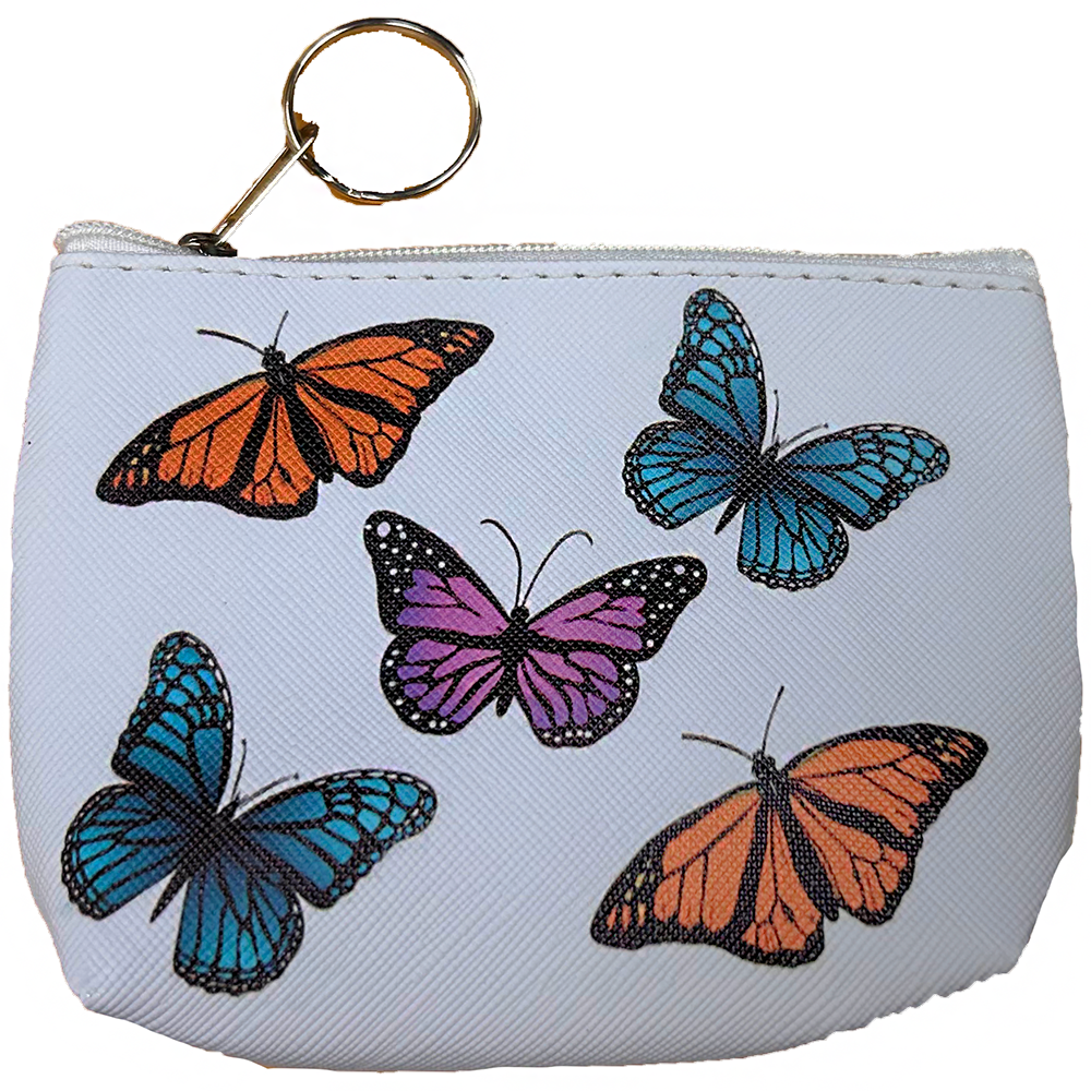 Butterflies Colorful Insect Coin Purse Keychain