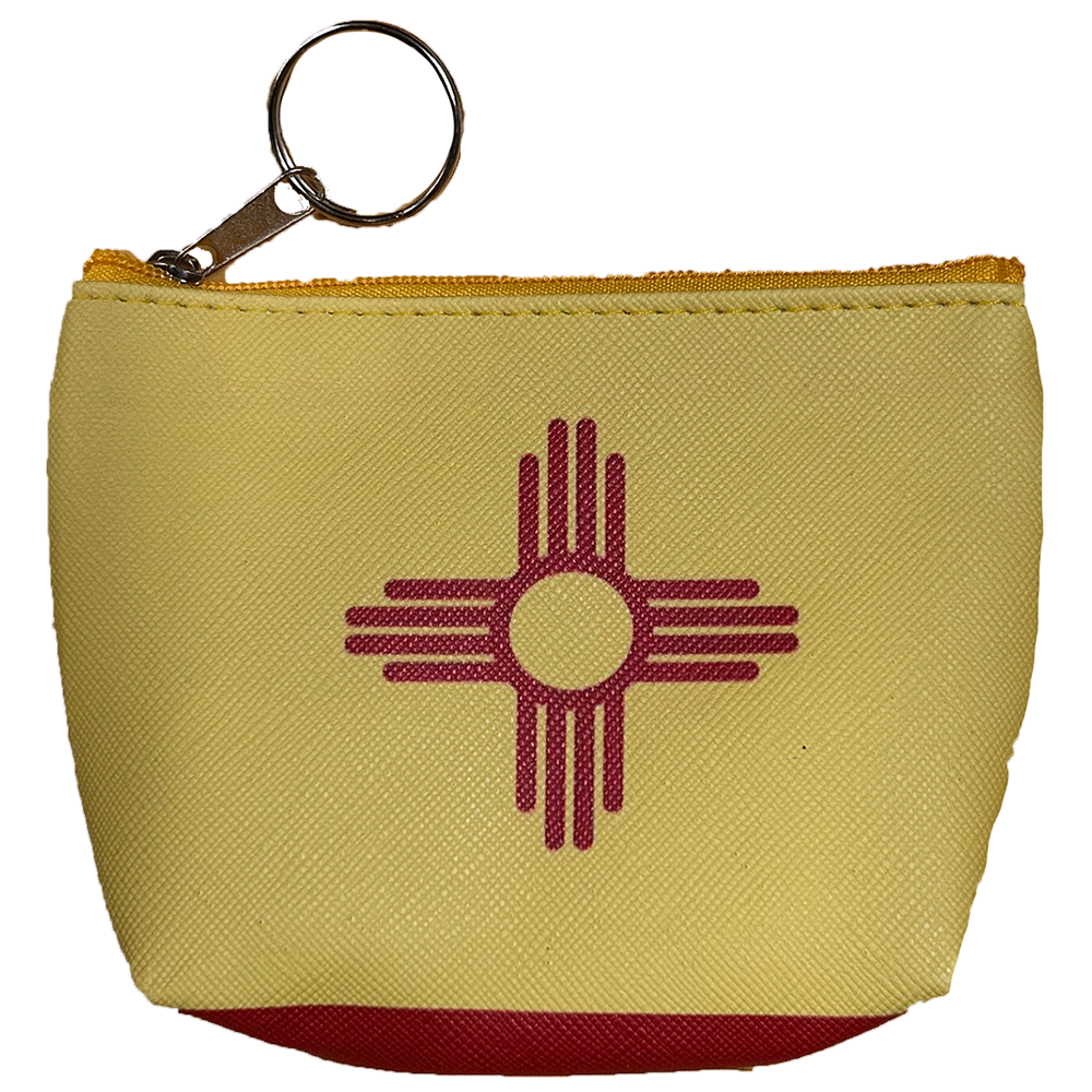 New Mexico Zia State Flag Coin Purse Keychain