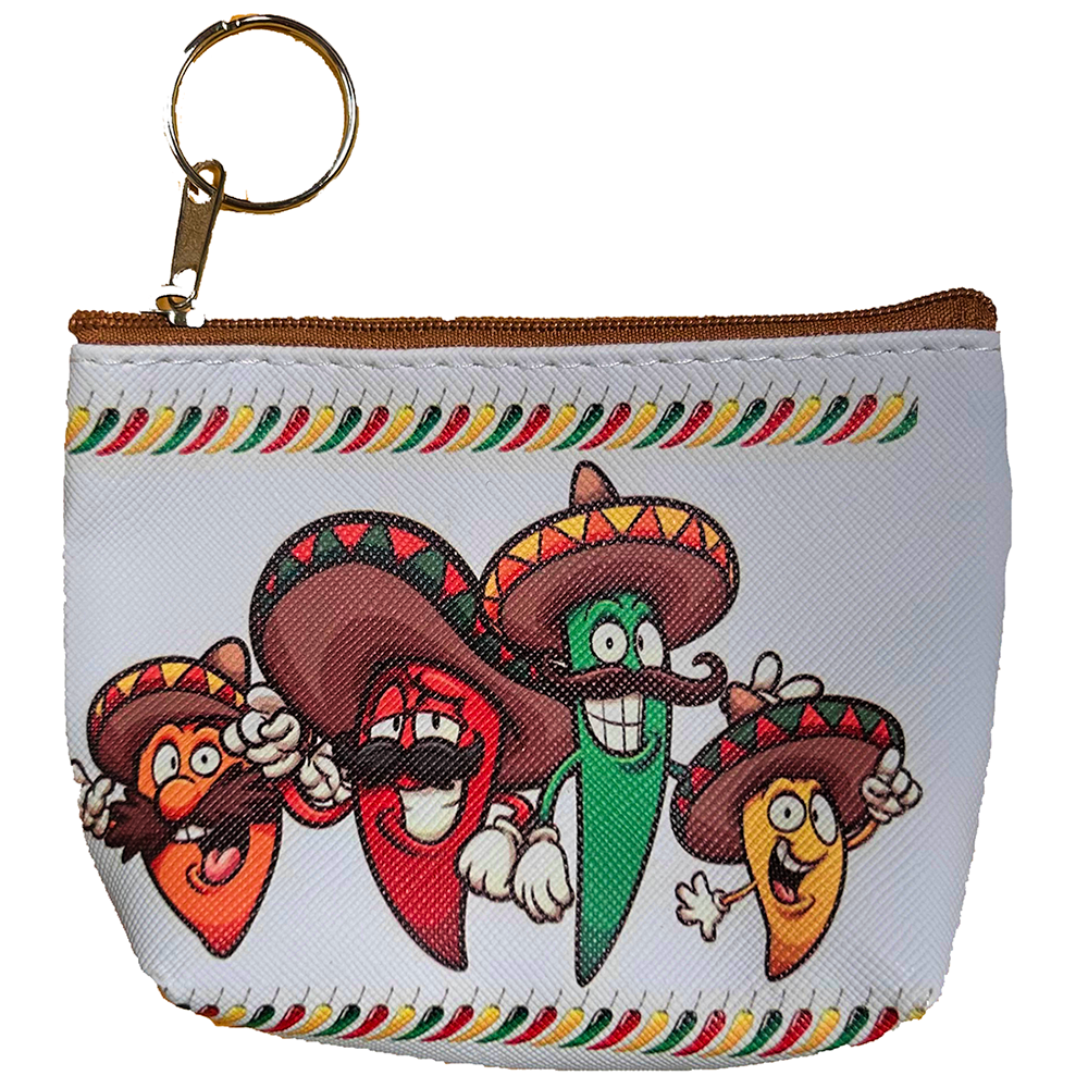 Chile Pepper Amigos Colorful Coin Purse Keychain