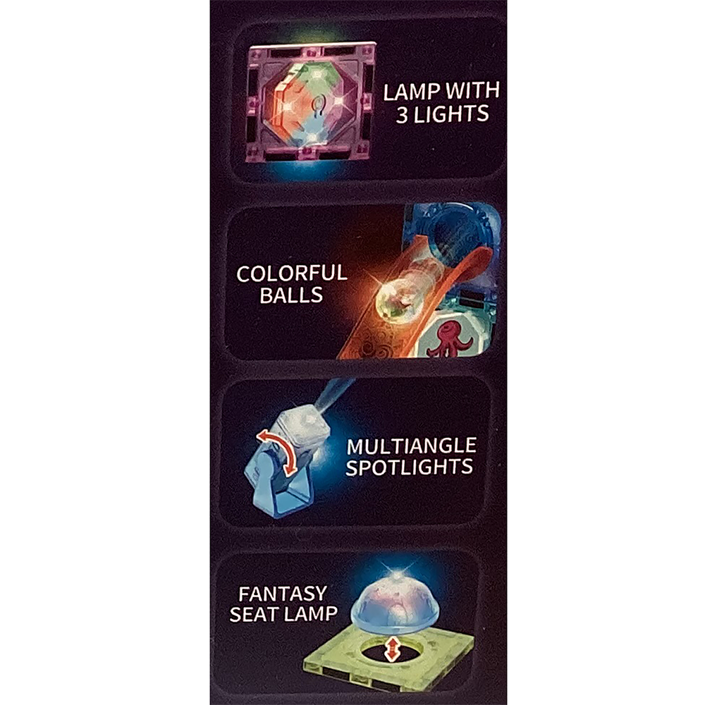 Magnetic Building Tiles Ball Track with Lights (82 pcs)