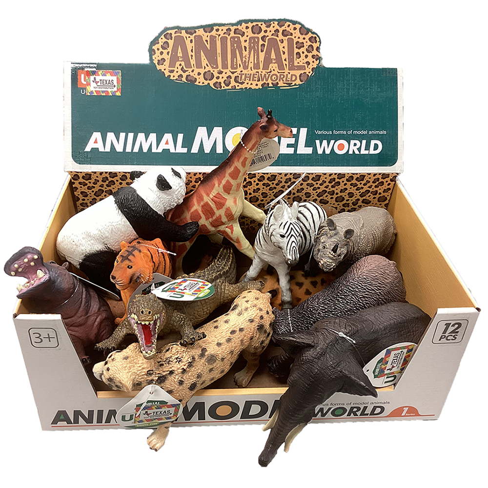 Large Animal Wildlife Display Box of x12 Figurine Models Texas Toy Distribution