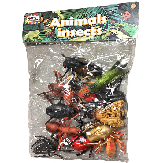 Large Insect Figurines, Assorted Bugs Sized in Peggable Bag