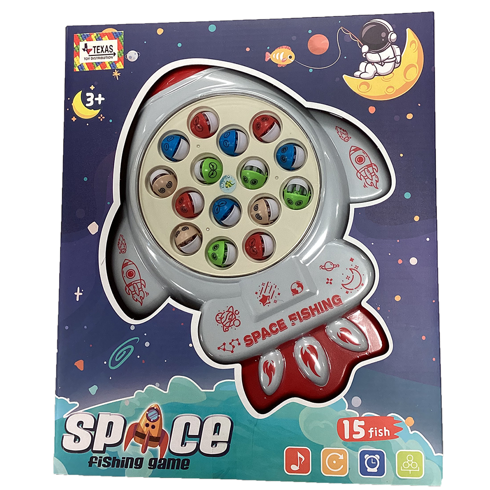 Space Rocket Fishing Game Play Set with 15 Fish, Kid's Toy