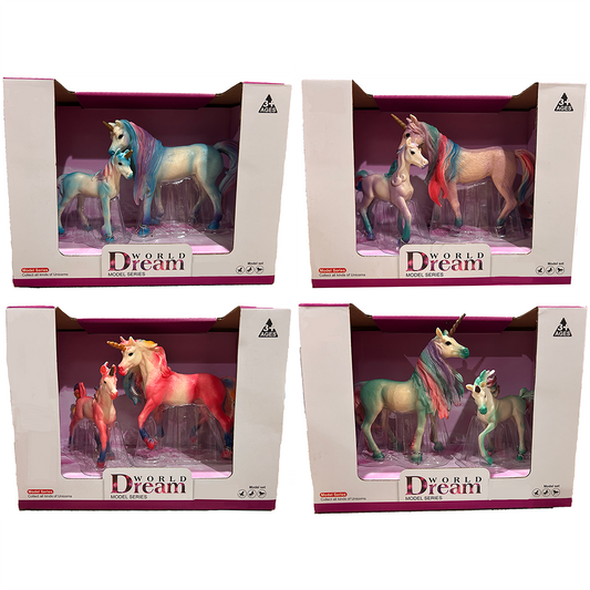 Unicorn Painted Resin Figurines in Open Window Box, 4 Styles