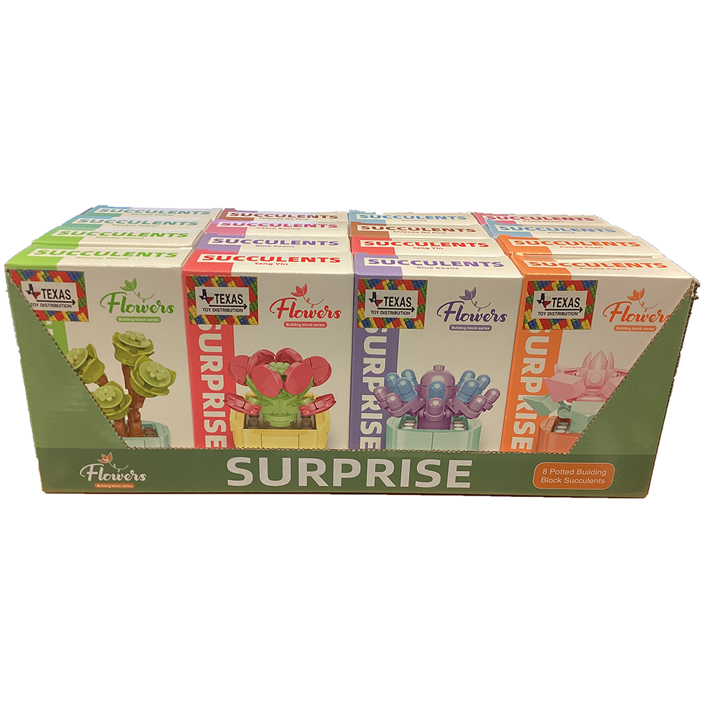 Succulent Flowers Building Brick Display Set, 16 Kits