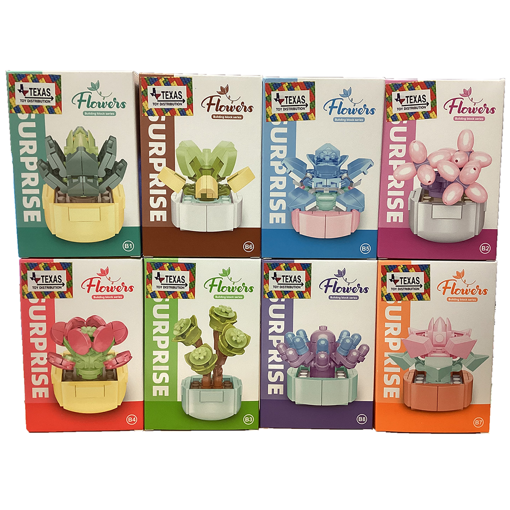 Succulent Flowers Building Brick Display Set, 16 Kits