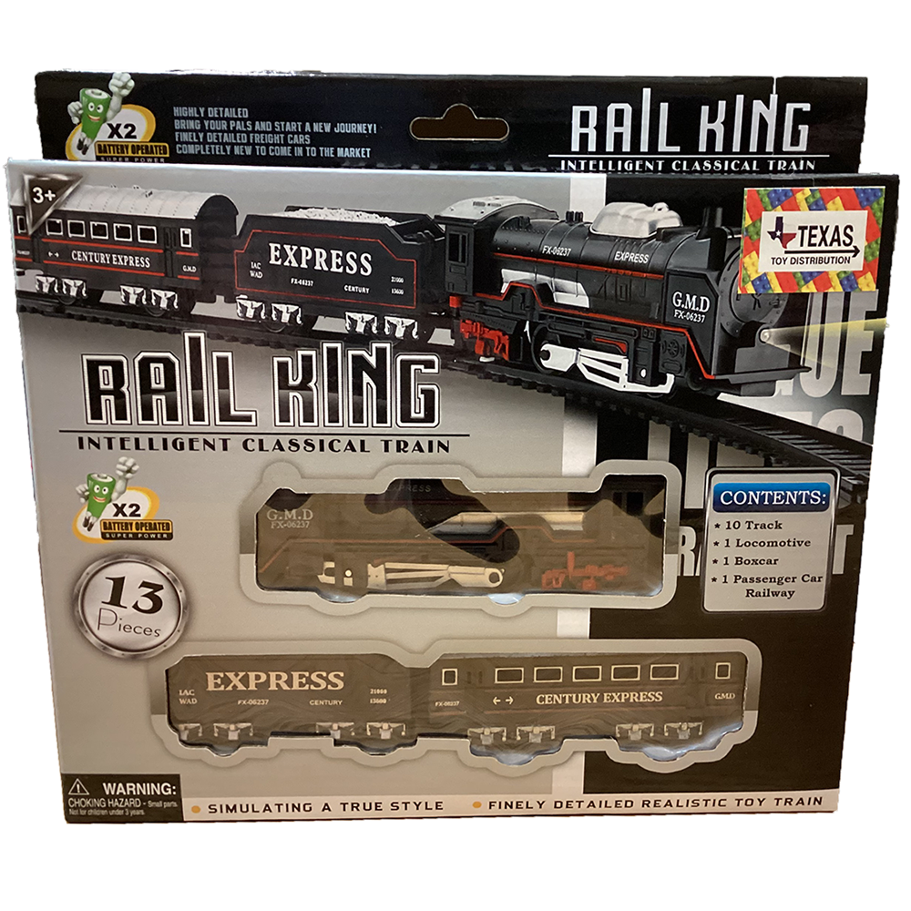 Rail King 13pc Train Set including Locomotive and Tracks