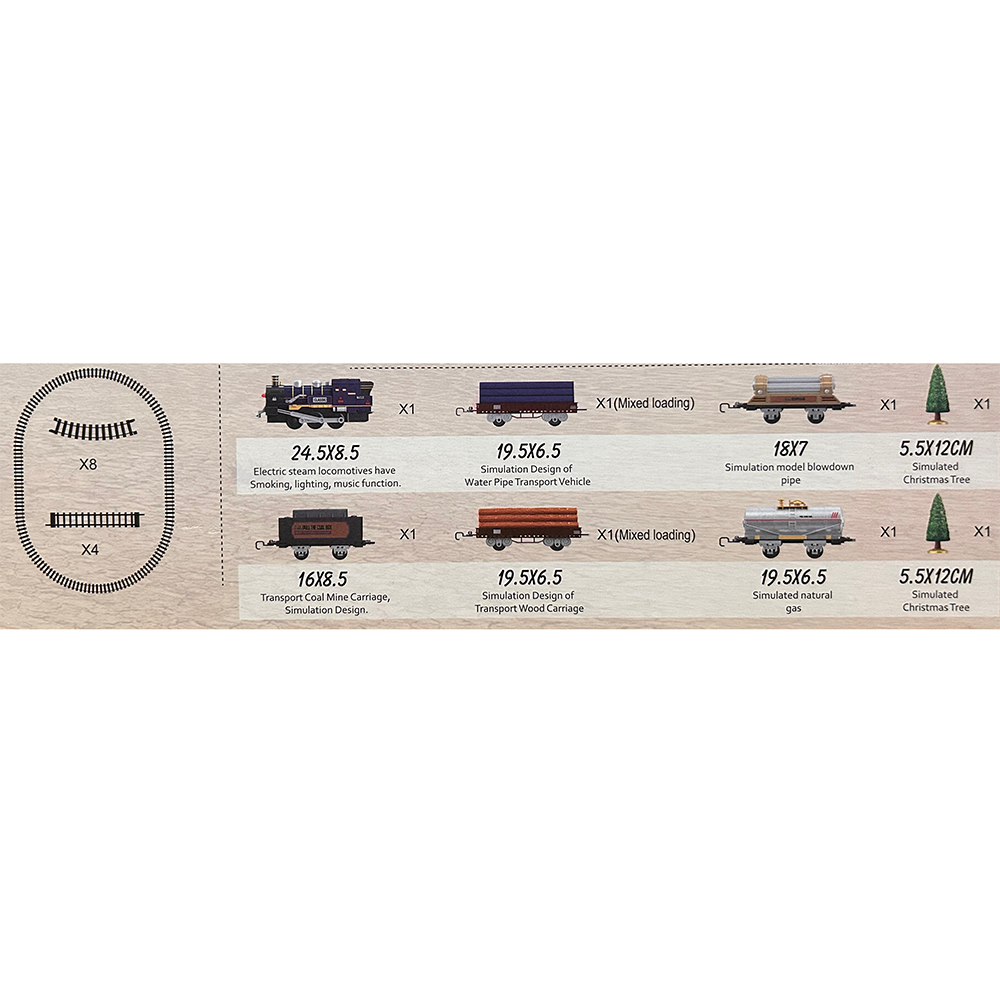 Retro Train Set with Assorted Cars and Tracks in Window Box