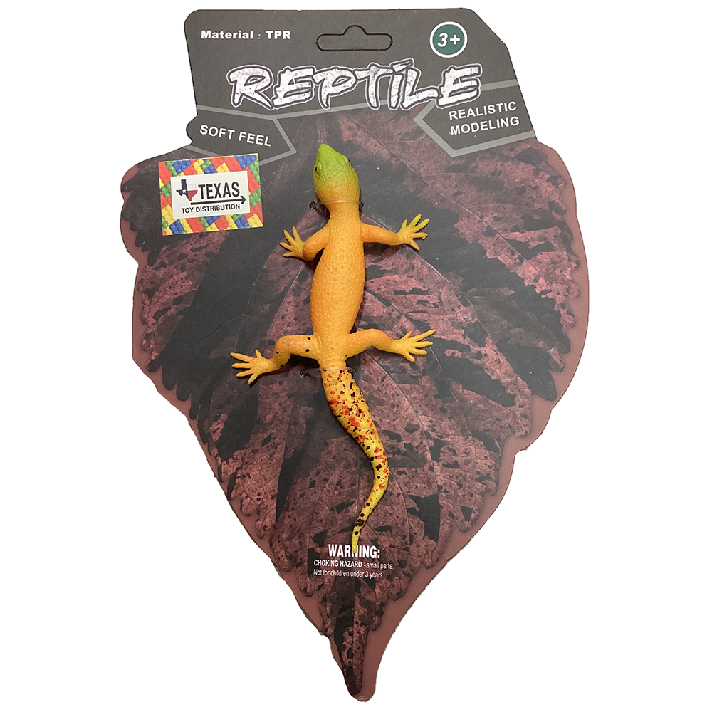 Leopard Gecko Soft Rubber Reptile Figurine on Peggable Board Texas Toy Distribution