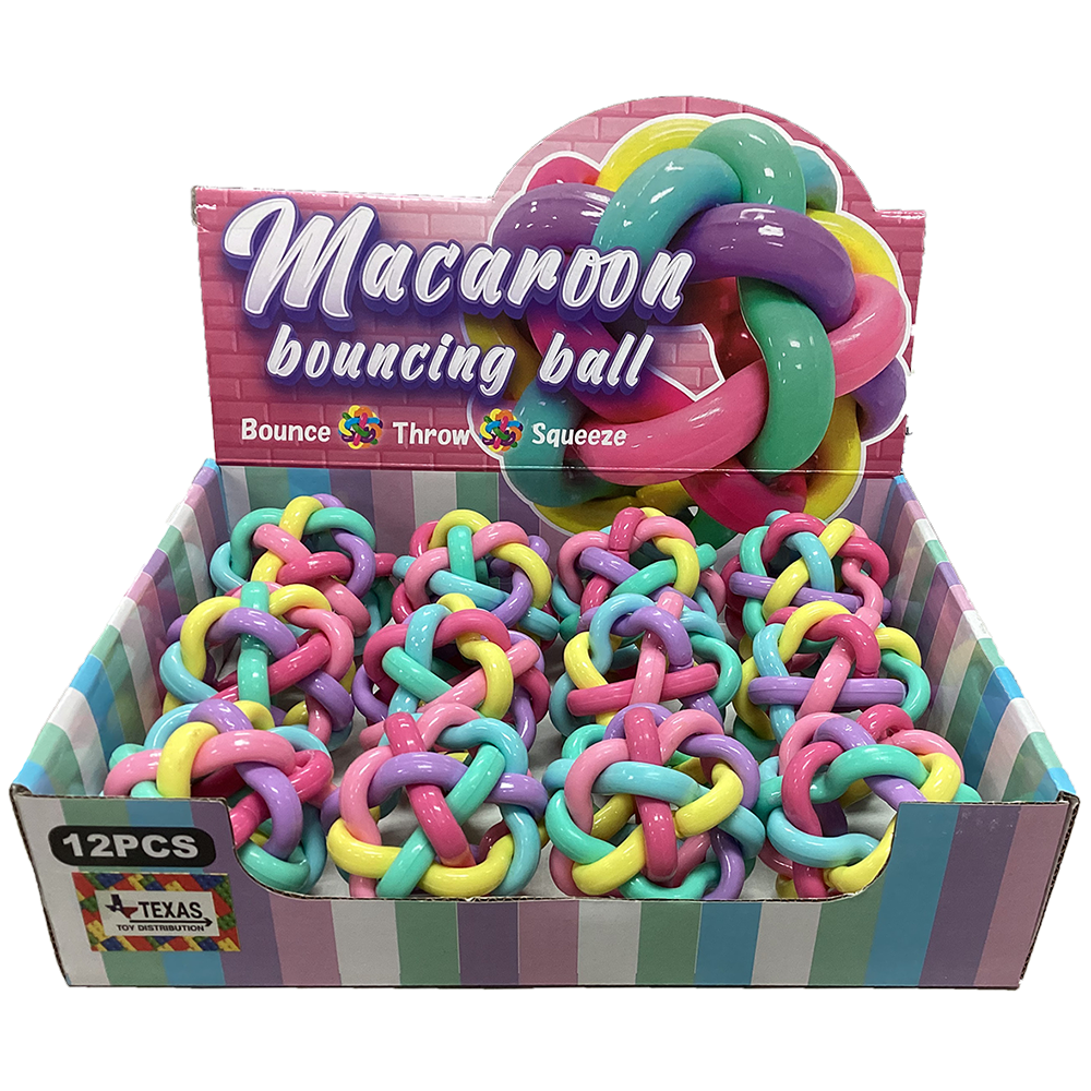 Macaroon Rainbow Bouncing Fidget Ball, Display of x12 Balls