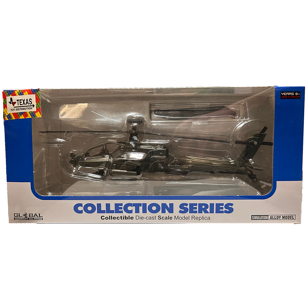 Apachi Helicopter 1:64 Scale Metal Model in Window Box