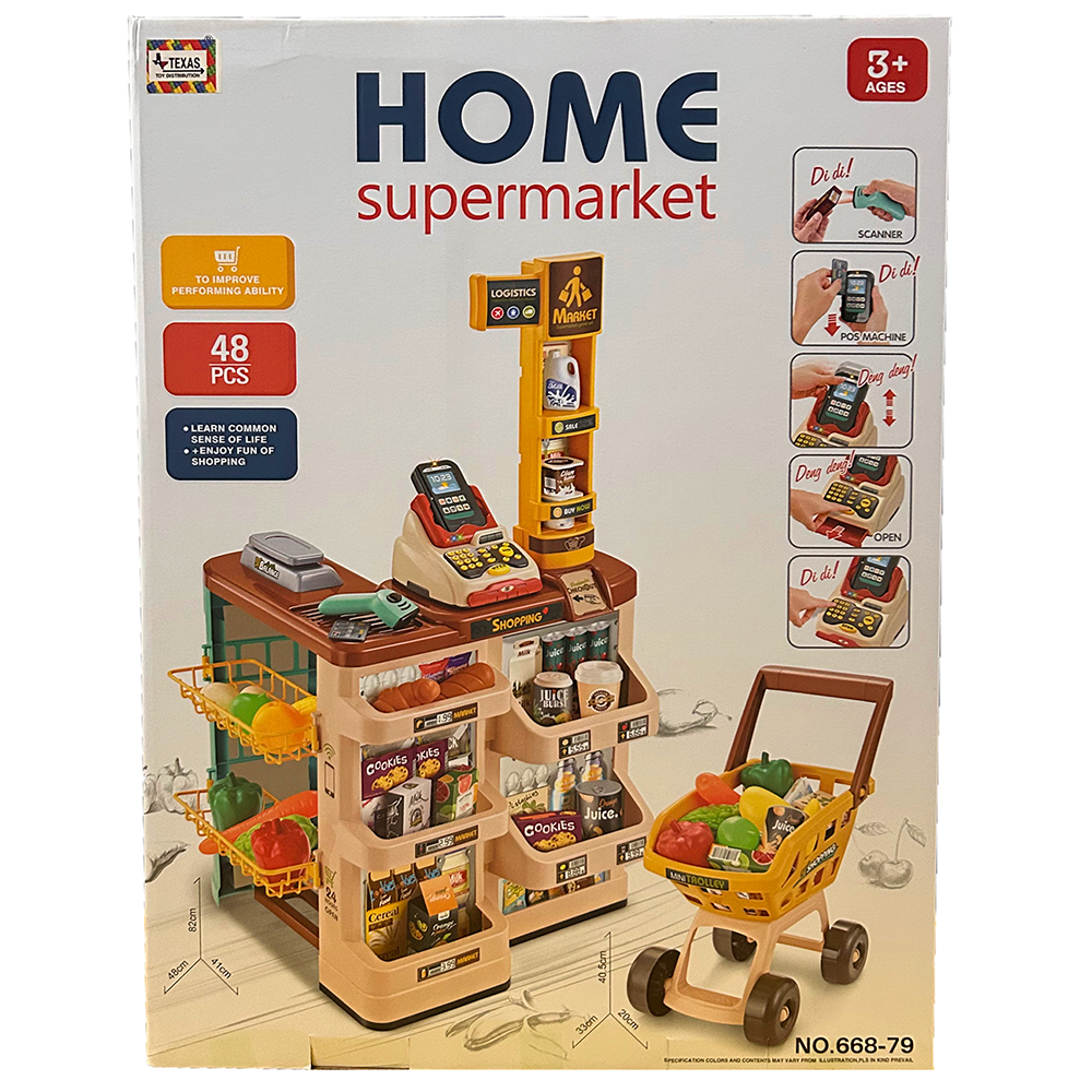 Luxury Supermarket Play Set with Cash Register System 48 pcs