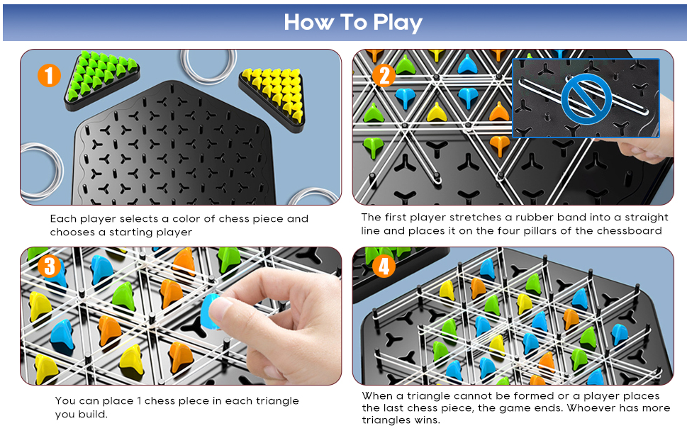 Triggle Chain Triangle Chess 2 to 4 Players Strategy Game