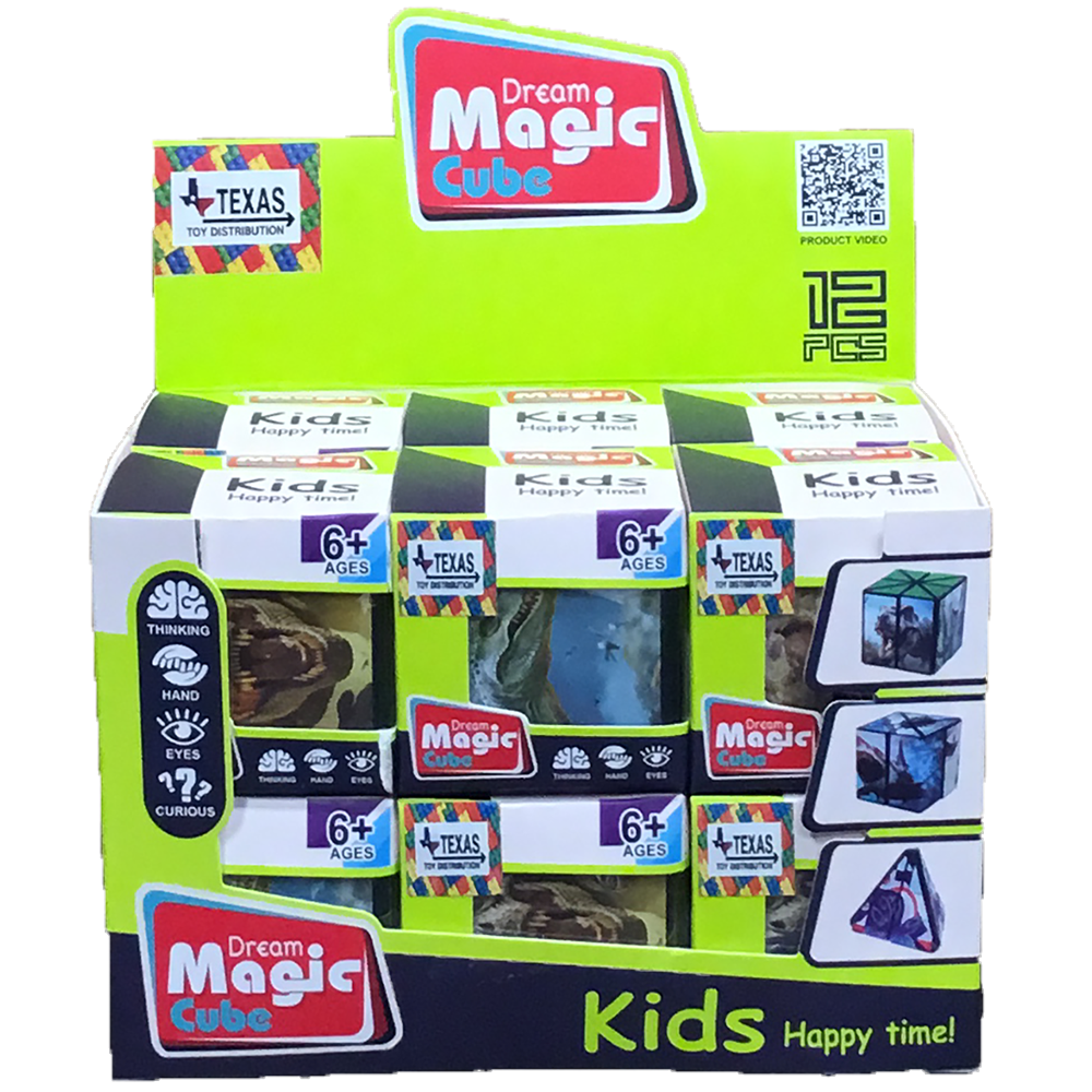 Magic Cube Dinosaur Themed Fidget Toy Display of 12