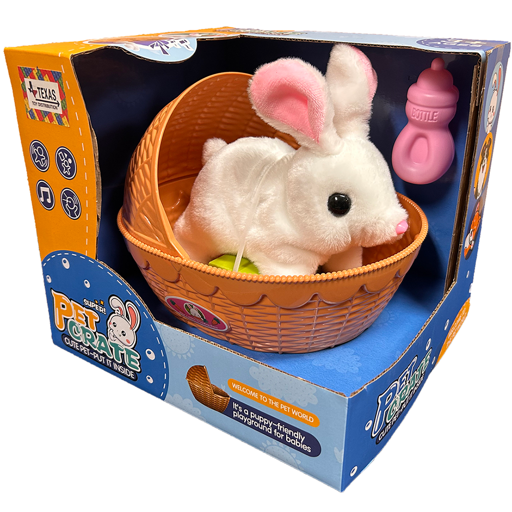 Rabbit Electronic Toy with Basket, in Open Window Box