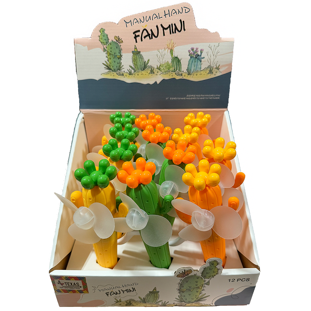Cactus Fan Manual Mini, Display of 12 with Assorted Colors