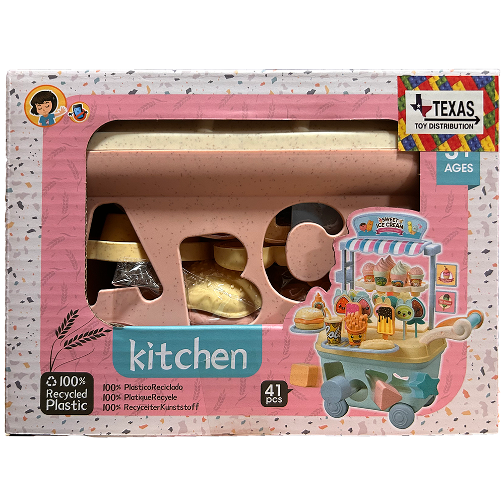 Ice Cream Cart Play Set with Shapes, Letters, Accessories