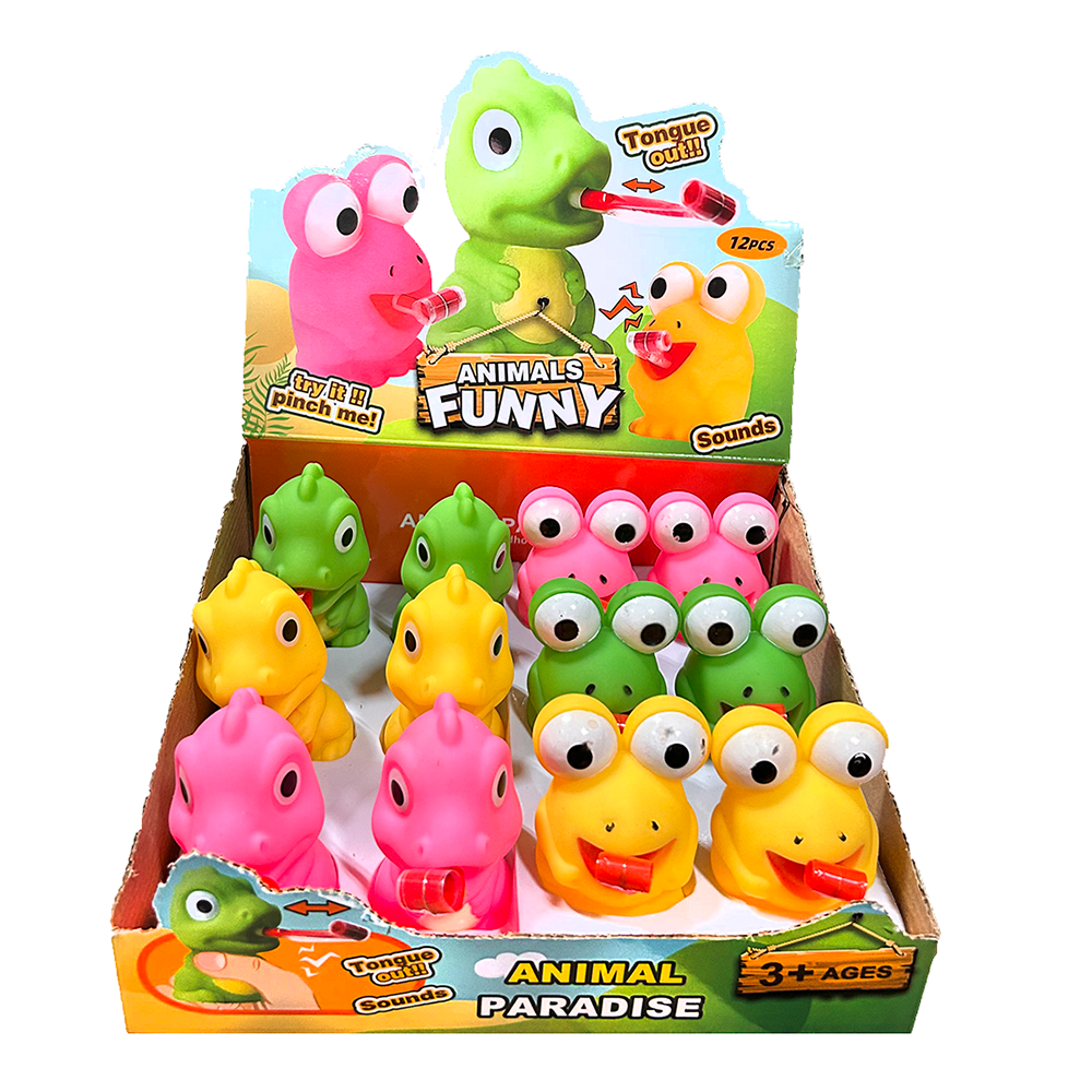 Roll Tongue Squeeze Animal Display, 12 Units
