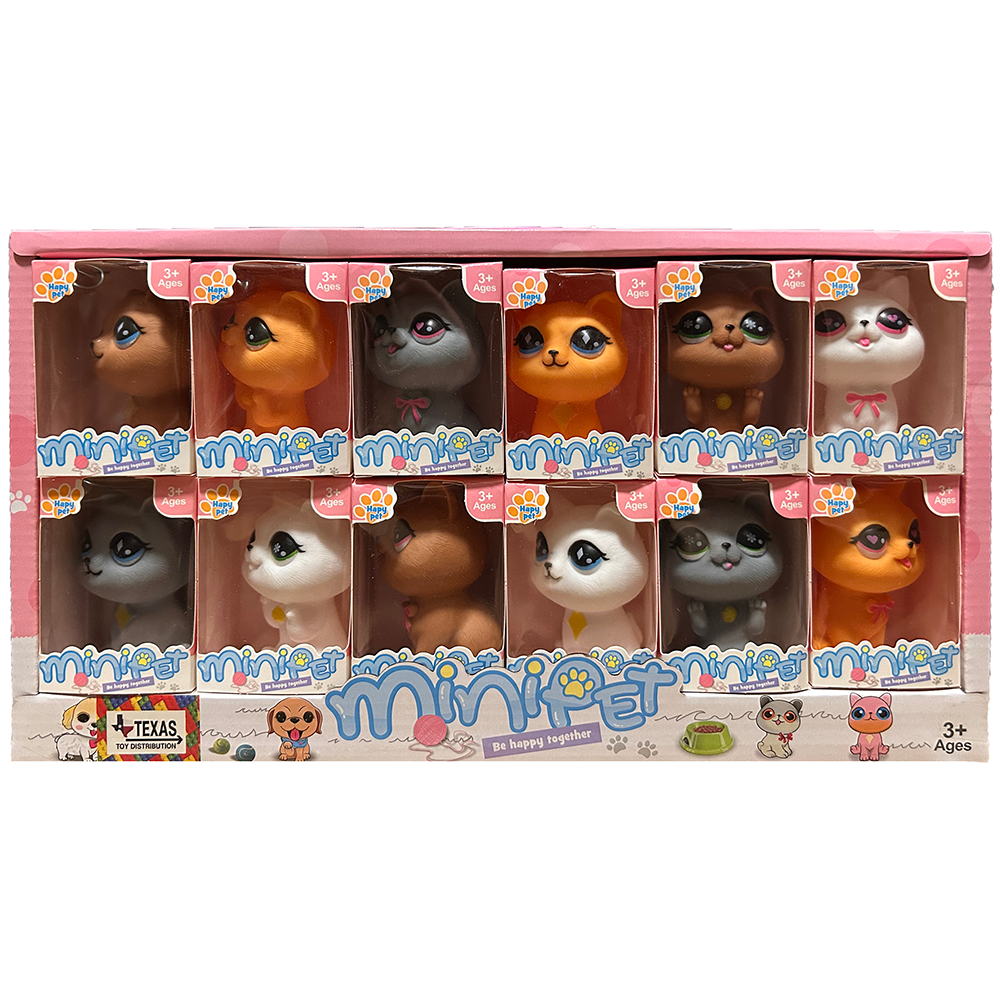 Cute Kittens Rubber Animal Display Set of x12, 4 Cat Styles