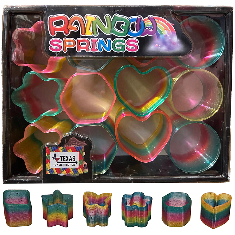 Glitter Rainbow Spring Classic Slinky Toy, Display of 12