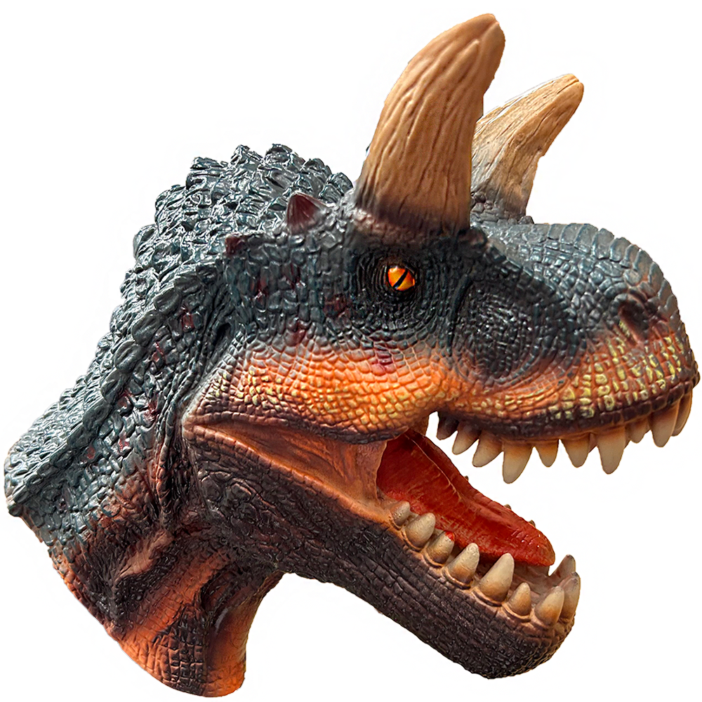Carnotaurus Head Dinosaur Rubber Hand Puppet with Sound
