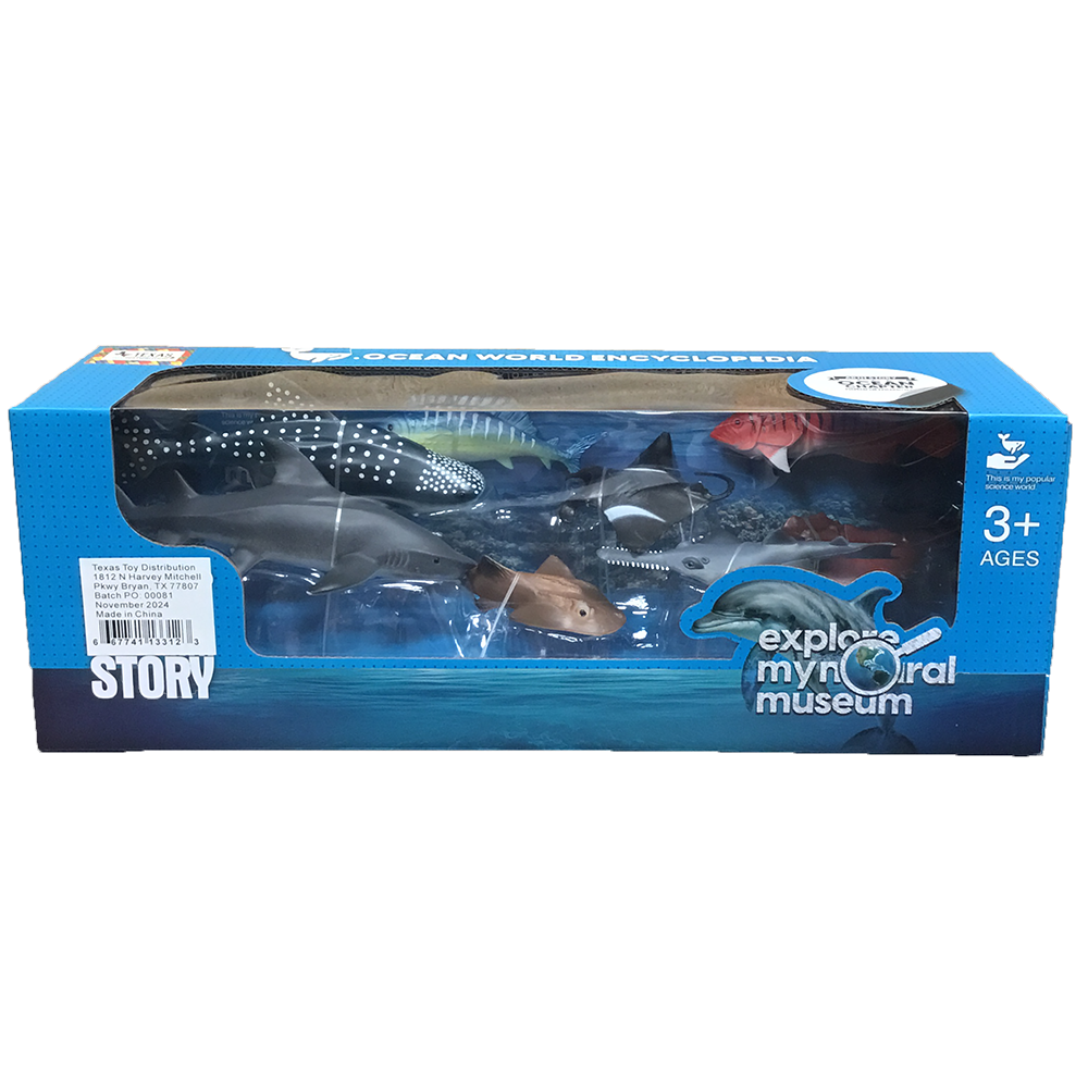 8 Ocean Animal Aquatic Figurines in Window Box