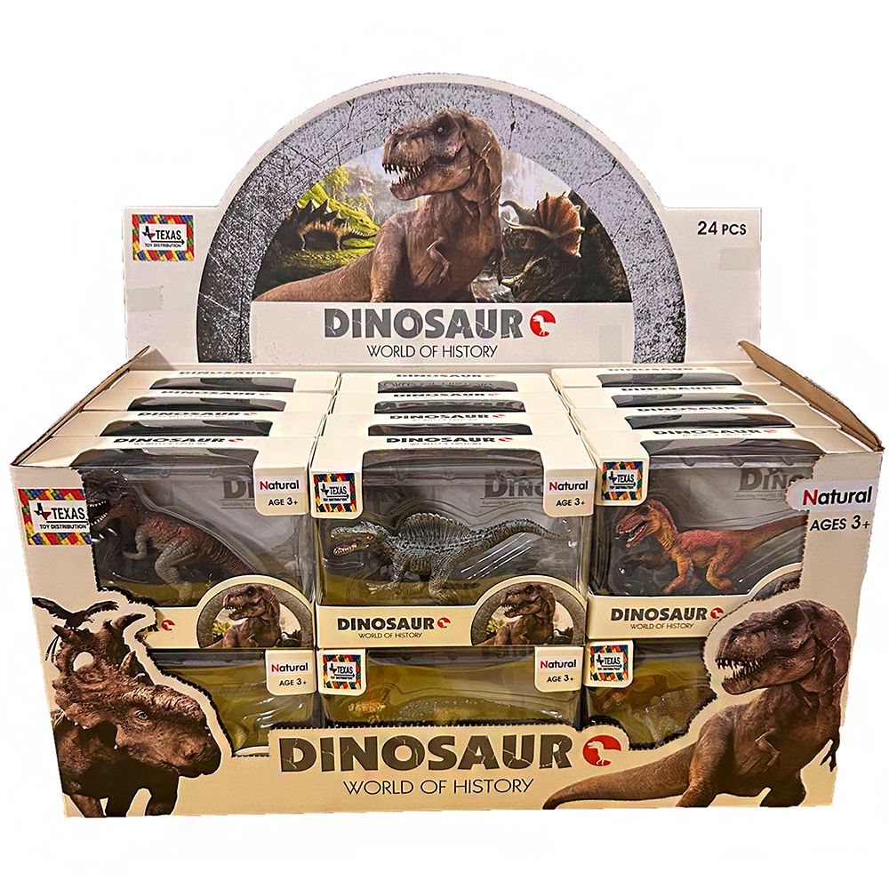 Dinosaur Figurine Display of 24 Dinos, x6 Styles – Texas Toy