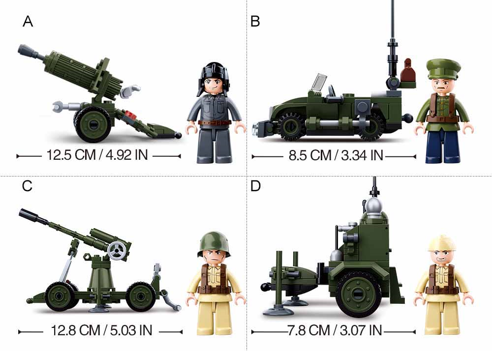 WWII 4-in-1 Army Half-Track Building Brick Display Set