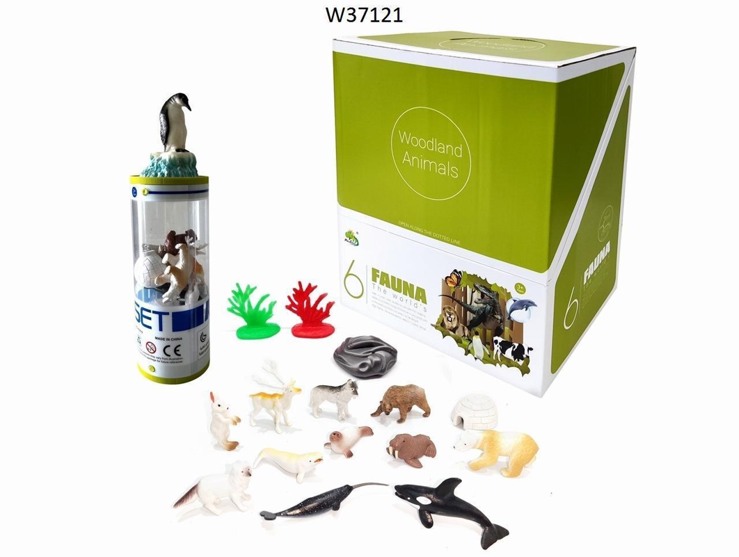 Arctic Animal 3" Figurines Tube with Shark Head Topper