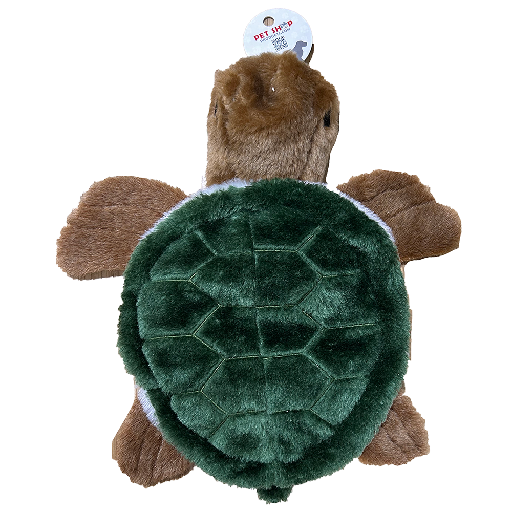 Turtle Plush Flattie Dog Toy with 4 Squeakers and Crinkle Texas Toy Distribution