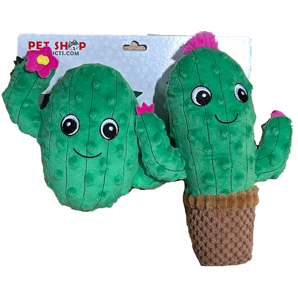 Cactus Pet Toy Plush Toy 2-Pack Dog Toys on Peggable Board