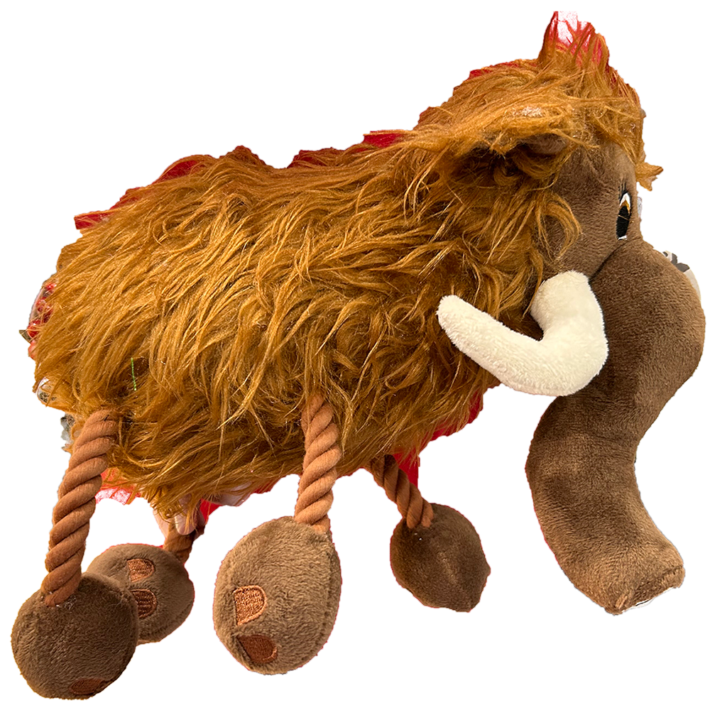 Woolly Mammoth Pet Plush Dog Toy with Rope Legs and Tail