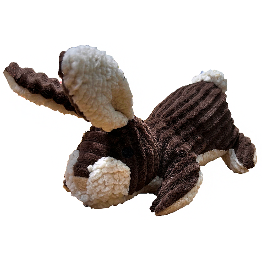 Brown Rabbit Textured Plush Small Dog Toy with Squeaker