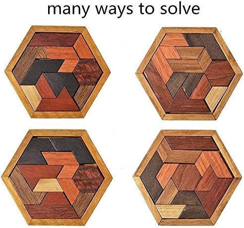 Hexagon Tangram Wooden Puzzle for Kids and Adults 11pcs