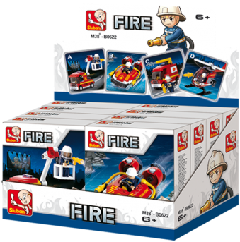 Fire Fighting 4-in-1 Building Brick Display Set